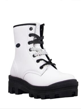 NEW! LUGZ DUTCH WDUTCHV-135 White Vegan Leather Lace Up Combat Boots 9.